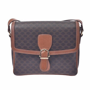 CELINE Macadam Brown Leather Shoulder Bag